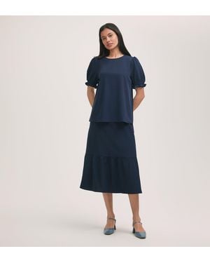Finery London Riley Crepe Tiered Midi Skirt - Blue