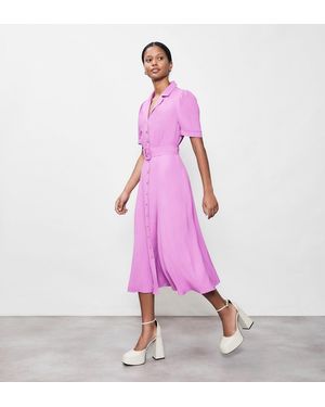 Finery London Zara Satin Midi Shirt Dress - Pink
