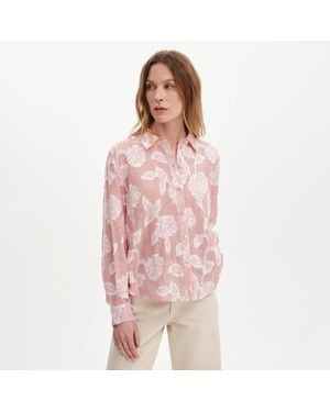 Finery London Heidi Jacquard Stripe Long Sleeve Shirt - Pink