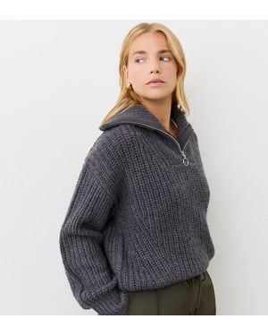 Finery UK Wilma Half Zip Funnel Neck Jumper - Grey