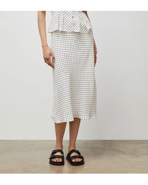 Finery London Evelyn Cream Polka Dot Midi Skirt - White