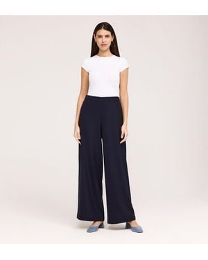 Finery London Nat Gaberdine Twill Wide Leg Trousers - Blue