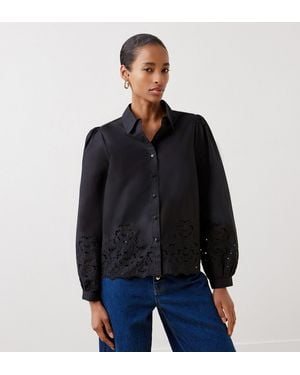 Finery UK Jayne Broderie Cotton Shirt - Black