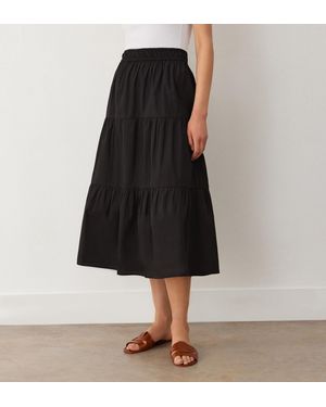 Finery London Harleen Tiered Cotton Midi Skirt - Black