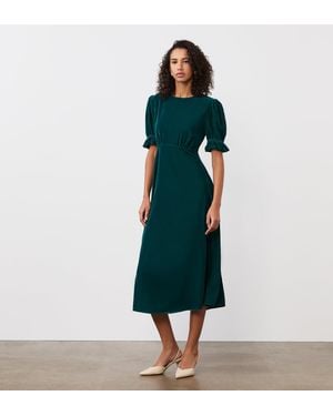 Finery London Mela Velvet Midi Tea Dress - Green