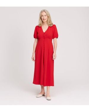 Finery London Robyn Button Through Midi Dress - Red