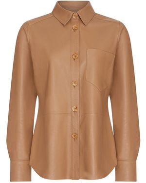 Finery London Elijah Leather Shirt - Brown