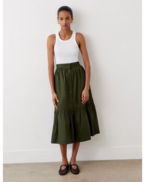 Finery London Maura Cotton Midi Skirt - Green