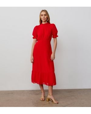 Finery London Camille Chiffon Midi Dress - Red