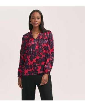 Finery London Kiya Crepe Long Sleeve Blouse - Red
