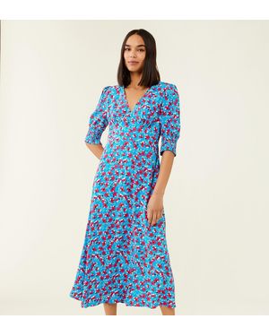 Finery London Deena Daffodil Midi Dress - Blue