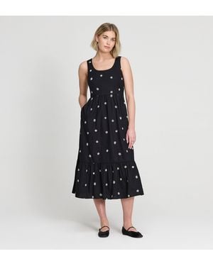 Finery London Cara Embroidered Cotton Sleeveless Tiered Midi Dress - Blue