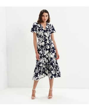Finery London Deena Wrap Tiered Midi Dress - Blue