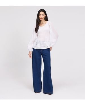 Finery London Jennie Cotton Lace Blouson Sleeves Top - White