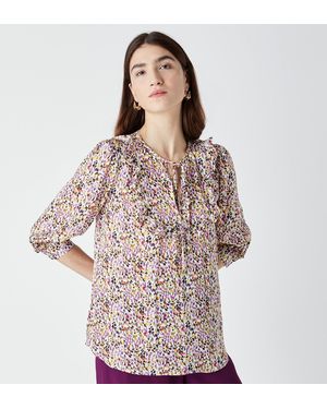 Finery London Makenna Frill Placket Top - Brown