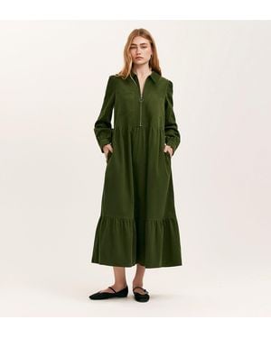 Finery London Callie Corduroy Midi Dress - Green