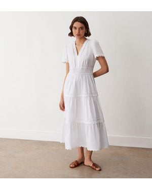 Finery London Wren Tiered Cotton Midi Dress - White