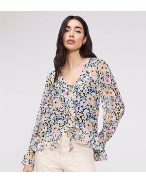 Finery London Jannelle Chiffon Ruffle Front Tie Blouse - Blue