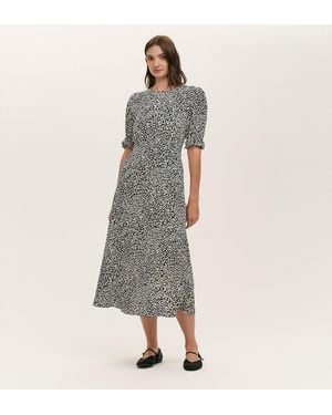 Finery UK Mela Crepe Midi Tea Dress - Grey