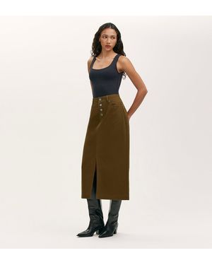 Finery London Beth Canvas Midi Skirt - Green