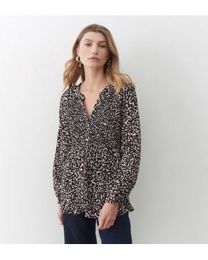 Finery UK Martha Leopard Specks Blouse - Grey