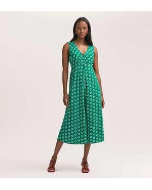 Finery London Flora Polka Dot Midi Dress - Green