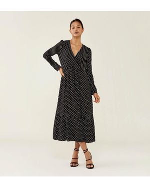 Finery London Olesia Polka Dot Midi Dress - Black