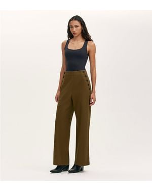 Finery London Nellie Canvas Wide Leg Trousers - Green