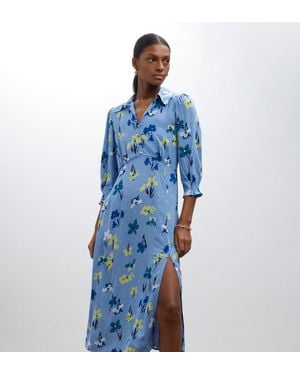 Finery London Lisia Midi Shirt Dress - Blue