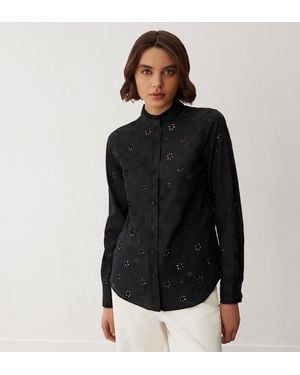 Finery London Megan Broderie Anglaise Cotton Shirt - Black