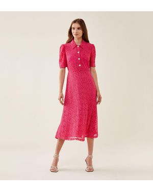 Finery London Fatima Lace Midi Dress - Pink