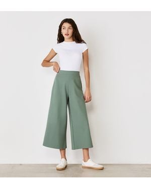 Finery London Miribel Ponte Jersey Wide Leg Trousers - Green
