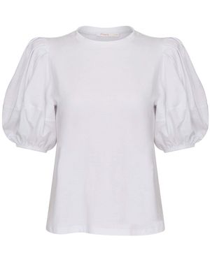 Finery London Mabel Puff Sleeve T-Shirt - White