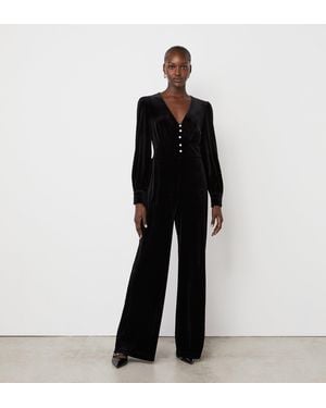 Finery London Posie Velvet Jumpsuit - Black