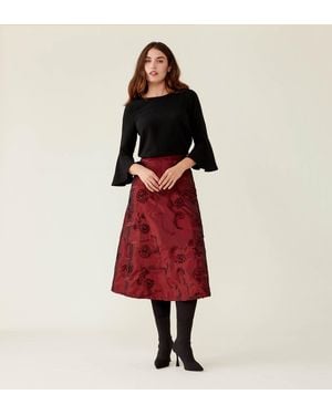 Finery London Naia Taffeta Skirt - Red