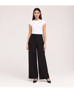 Finery London Nellie Gaberdine Twill Wide Leg Trousers - White