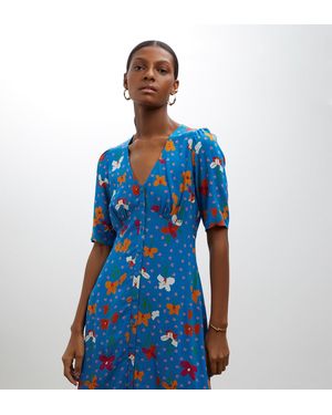 Finery London Camilla Petal Midi Dress - Blue
