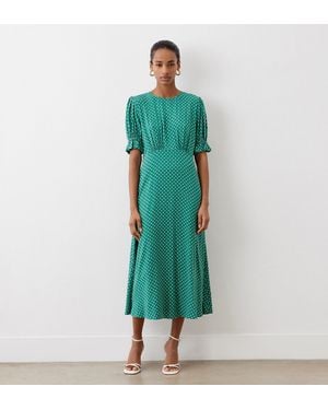 Finery London Mela Polka Dot Midi Dress - Green