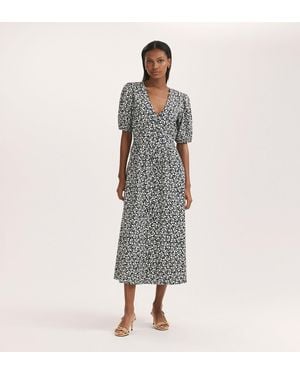 Finery UK Addison Cotton Button Through Midi Dress - Grey