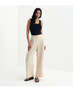 Finery London Mara High Waisted Wide Leg Trousers - Natural