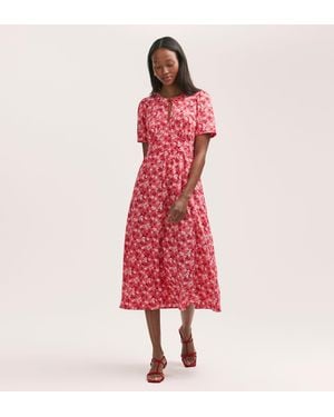 Finery London Mairead Crepe Midi Tea Dress - Red