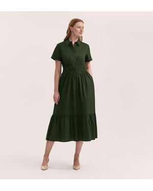 Finery London Penny Cotton Midi Shirt Dress - Green