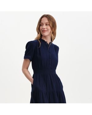 Finery London Natalia Cotton Gauze Tiered Midi Dress - Blue