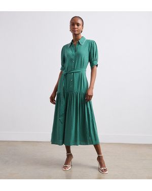 Finery London Michelle Polka Dot Midi Shirt Dress - Green