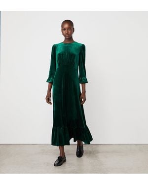 Finery London Scarlett Velvet Midi Dress - Green