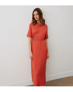 Finery London Bailee Burnt Jersey Midi Dress - Red