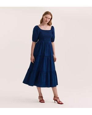 Finery London Melody Cotton Midi Tiered Dress - Blue