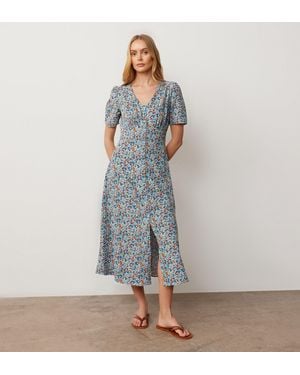 Finery UK Savannah Crepe Midi Dress - Blue