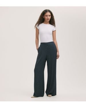 Finery London Nat Polka Dot Wide Leg Trousers - Blue
