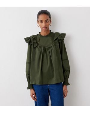 Finery London Zelda Cotton Blouse - Green